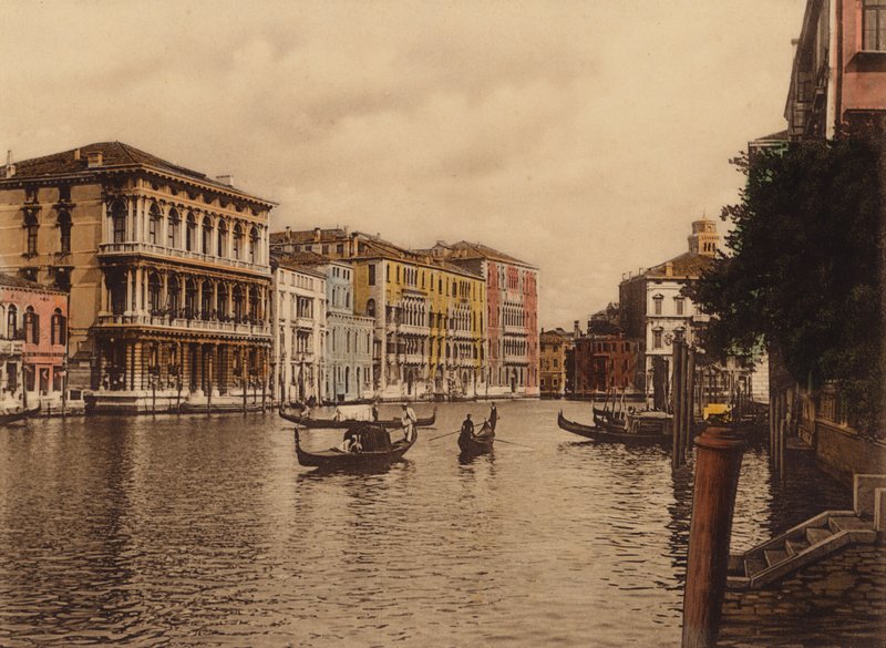 Venezia / Venedig: Canal Grande e Palazzo Browning (foto i farver) af Italian Photographer