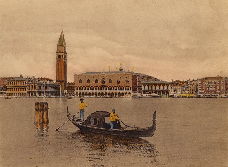 Venedig / Venedig: Panorama og gondol (foto i farver) af Italian Photographer