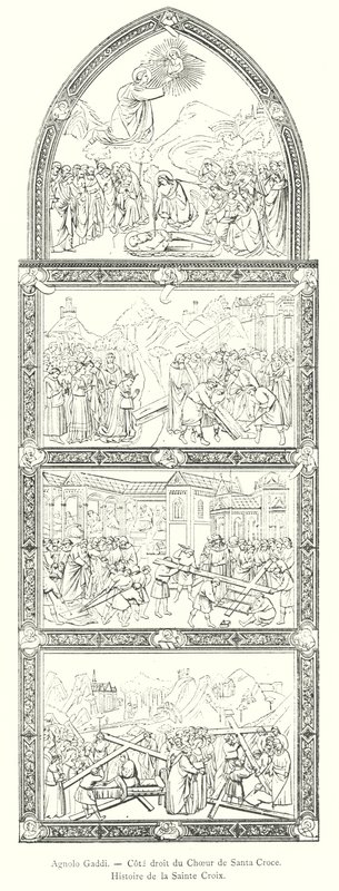 Agnolo Gaddi, højre side af koret i Santa Croce, Det hellige kors historie (gravering) af Italian School