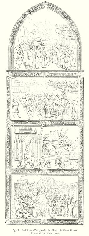 Agnolo Gaddi, venstre side af Santa Croce-koret, Det hellige kors historie (gravering) af Italian School