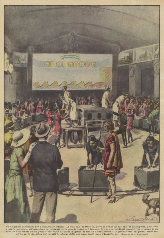 En original ceremoni til en original tombola (farvelitografi) af Italian School