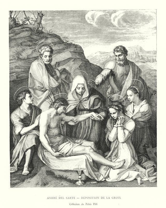 Andre del Sarte, Deposition fra korset, Pitti Palace Collection (gravering) af Italian School