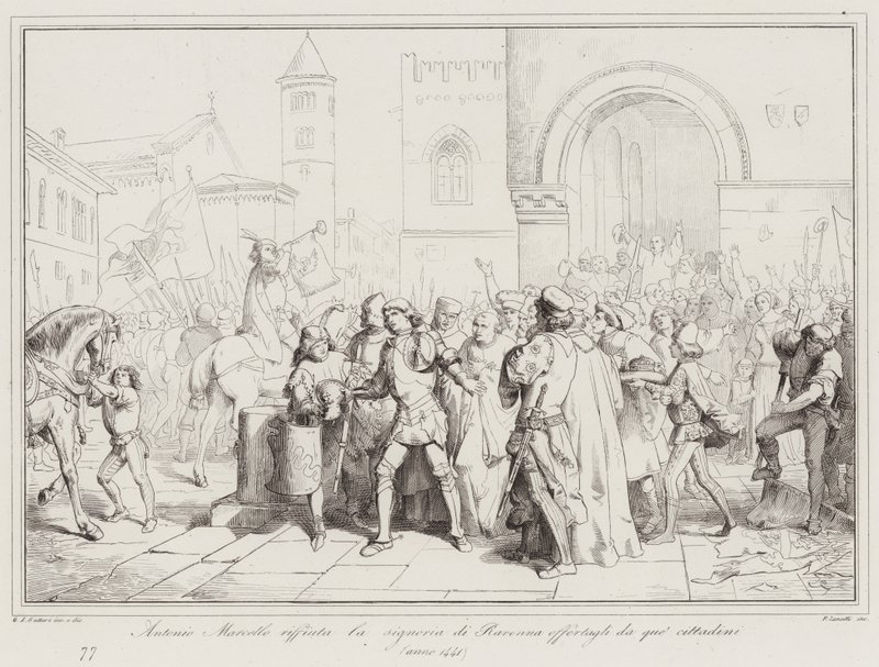 Antonio Marcello afviser det herredømme over Ravenna, som disse borgere tilbyder ham af Italian School