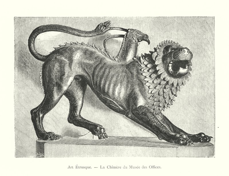 Etruskisk kunst, Uffizi-museets kimær (gravering) af Italian School