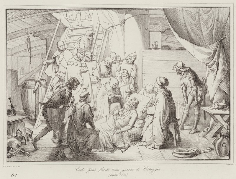 Carlo Zeno såret i Chioggia-krigen af Italian School