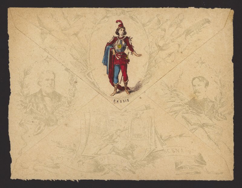 Cassio, fra Giuseppe Verdis opera Otello, baseret på William Shakespeares skuespil (farve litho) af Italian School