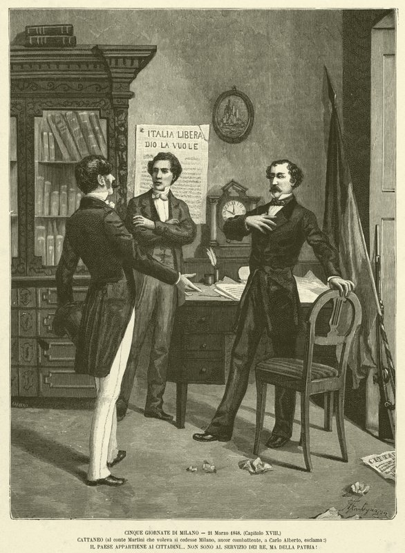Fem dage i Milano, 21. marts 1848 (gravering) af Italian School