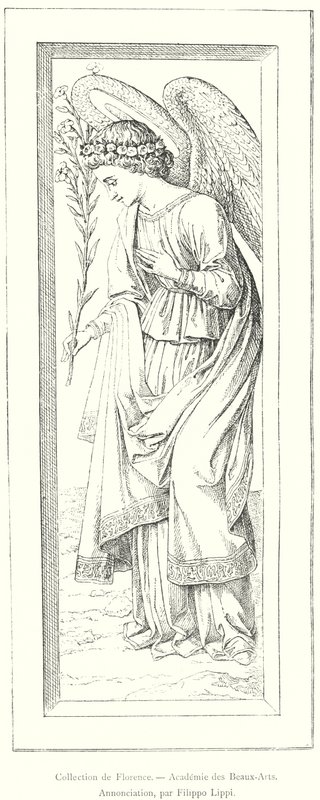 Collection of Florence, Academy of Fine Arts, Annunciation, af Filippo Lippi (gravering) af Italian School