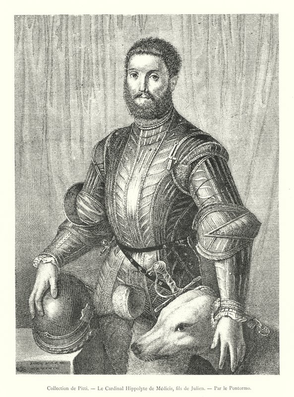 Samling af Pitti, kardinal Hippolyte de Medici, søn af Julian, af Pontormo (gravering) af Italian School