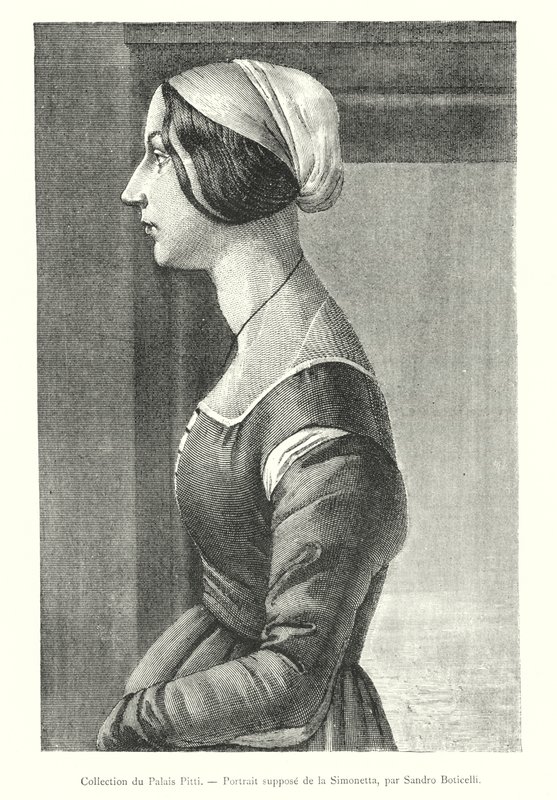 Samling af Pitti-paladset, portræt, der skulle være Simonetta, af Sandro Boticelli (gravering) af Italian School