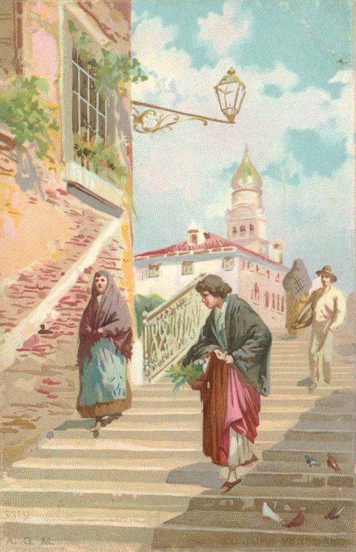 Venetiansk kostume (chromolitho) af Italian School