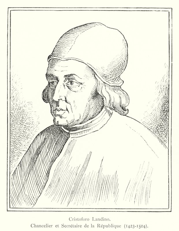Cristoforo Landino, republikkens kansler og sekretær af Italian School