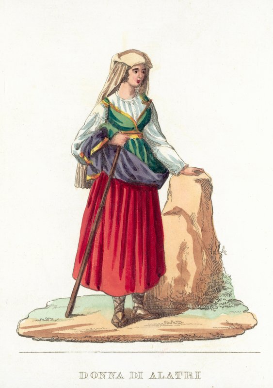 Donna Di Alatri (farvet gravering) af Italian School