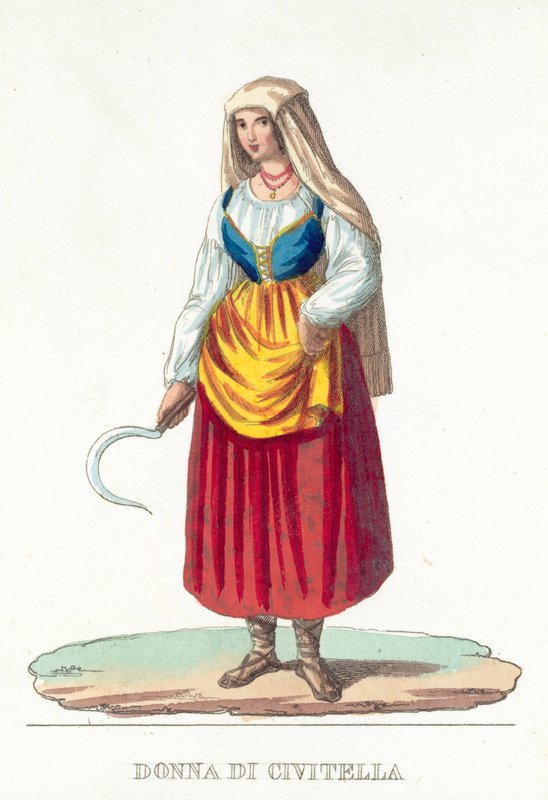 Donna Di Civitella (farvet gravering) af Italian School