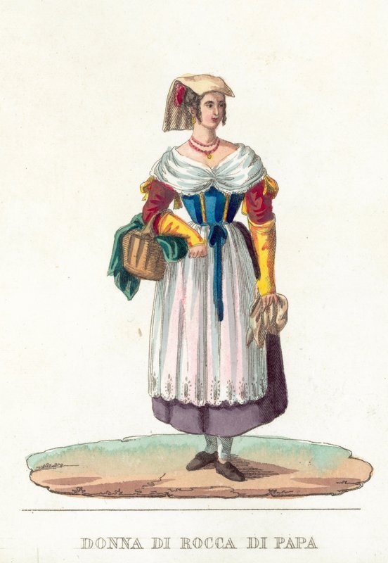 Donna Di Rocca Di Papa (farvet gravering) af Italian School