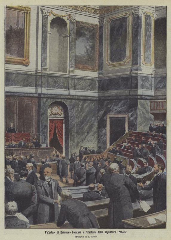 Valget af Raymond Poincare som Frankrigs præsident (farvelitografi) af Italian School