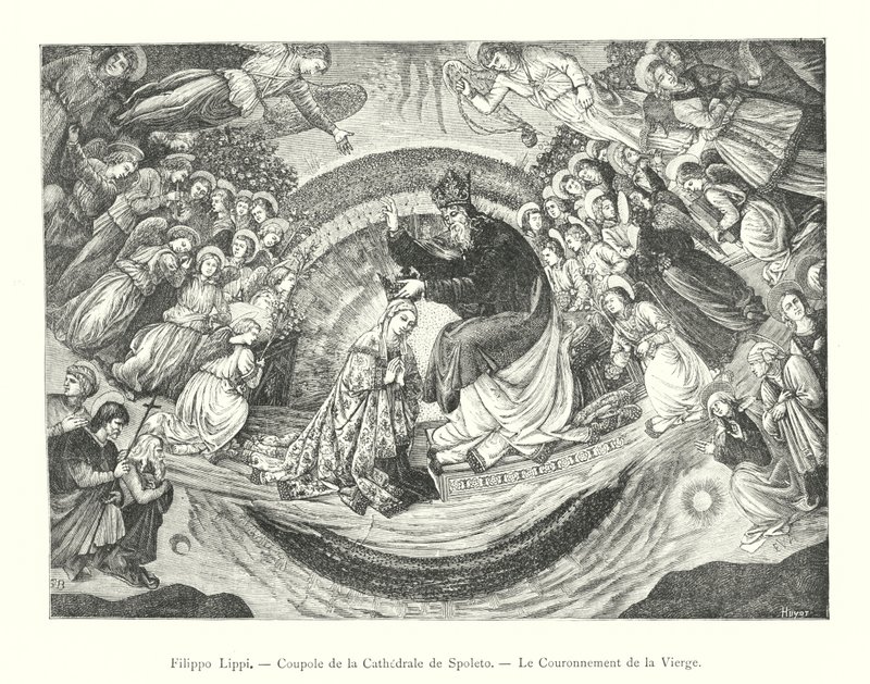 Filippo Lippi, Dome af Spoleto-katedralen, Jomfruens kroning (gravering) af Italian School