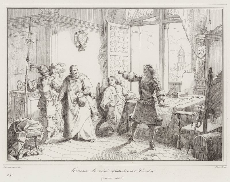 Francesco Morosini nægter at sælge Candia af Italian School
