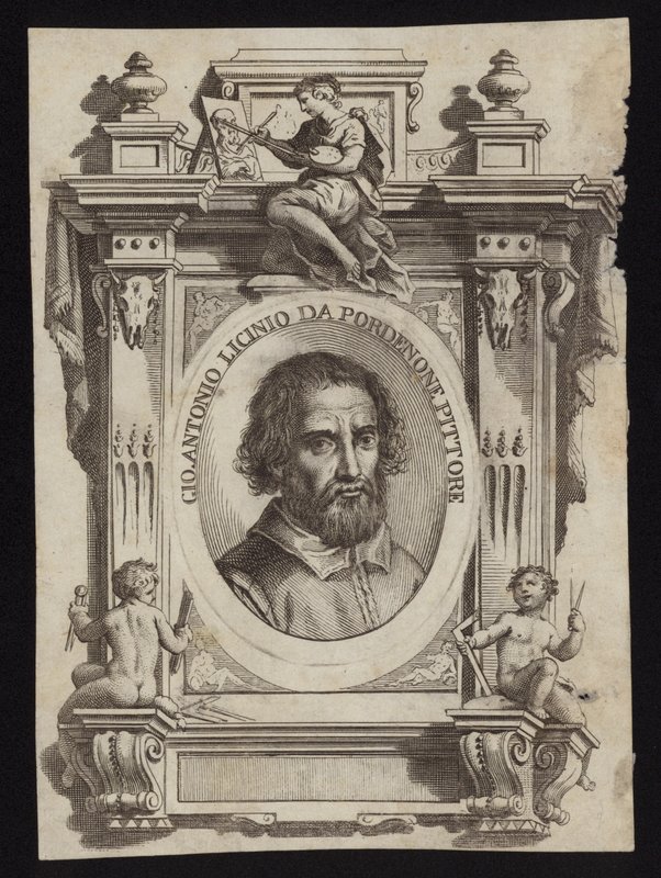 Giovanni Antonio de Sacchis, også kendt som Il Pordenone og Giovanni Antonio Licinio. Gravering af Giorgio Vasari af Italian School