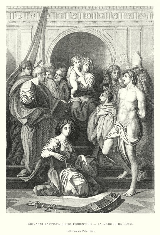 Giovanni Battista Rosso Fiorentino, La Madone de Rosso, Collection du Palais Pitti (gravering) af Italian School