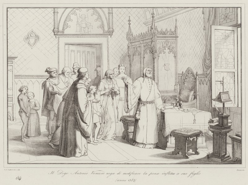 Doge Antonio Veniero benægter at ændre den straf, der blev påført sin søn af Italian School