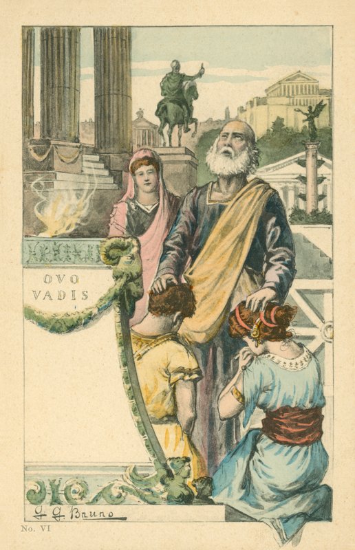 Illustration til romanen Quo Vadis af Henryk Sienkiewicz (farvelitografi) af Italian School