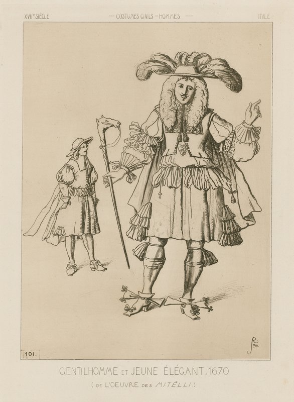 Italiensk herre og elegant ung mand, 1670 af Italian School