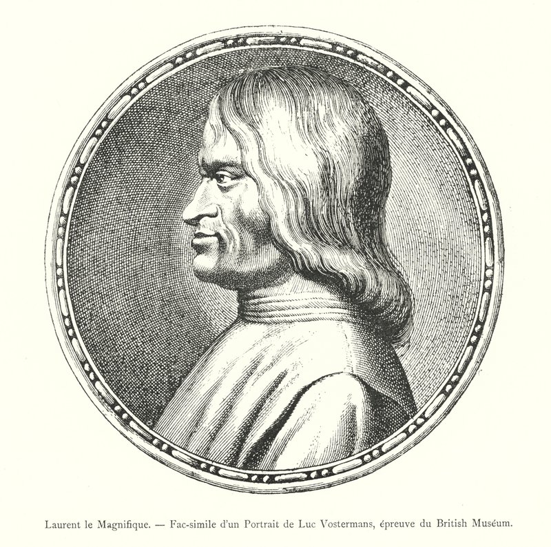 Lawrence the Magnificent, Faksimile af et Portræt af Luc Vostermans, British Museum-bevis (gravering) af Italian School