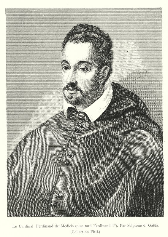 Le Cardinal Ferdinand de Medicis, senere Ferdinand I, Par Scipione di Gaeta, Pitti Collection (gravering) af Italian School