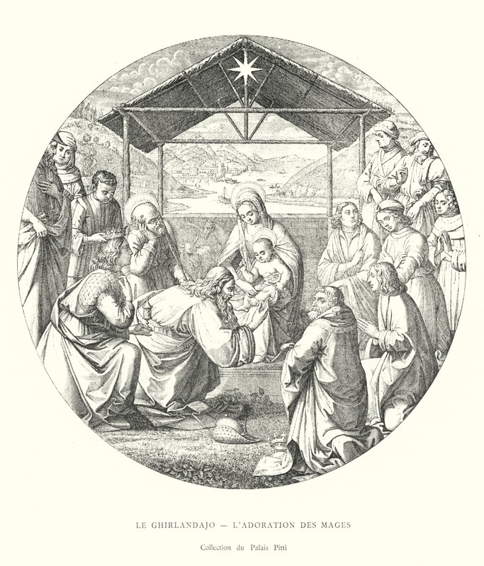 The Ghirlandajo, The Adoration of the Magi, Pitti Palace Collection (gravering) af Italian School