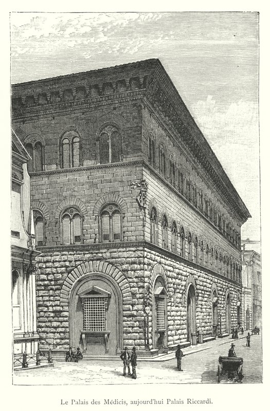 Medici-paladset, i dag Palazzo Riccardi (gravering) af Italian School