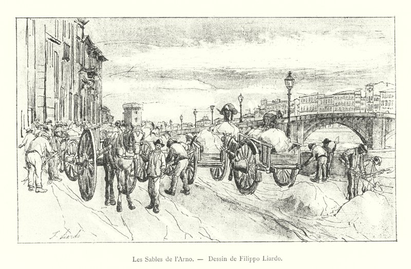 The Sands of the Arno, tegning af Filippo Liardo (gravering) af Italian School