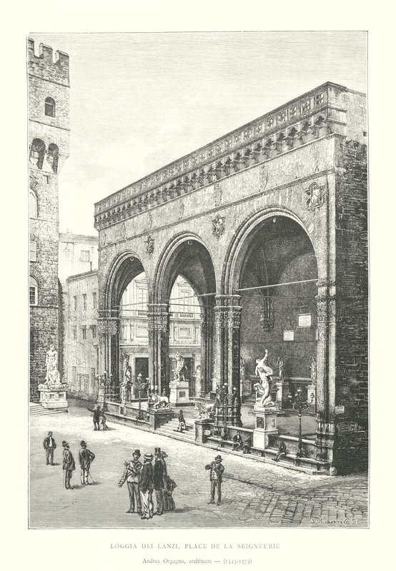 Loggia dei Lanzi, Place de la Seigneurie, Andrea Orgagna, arkitekt af Italian School