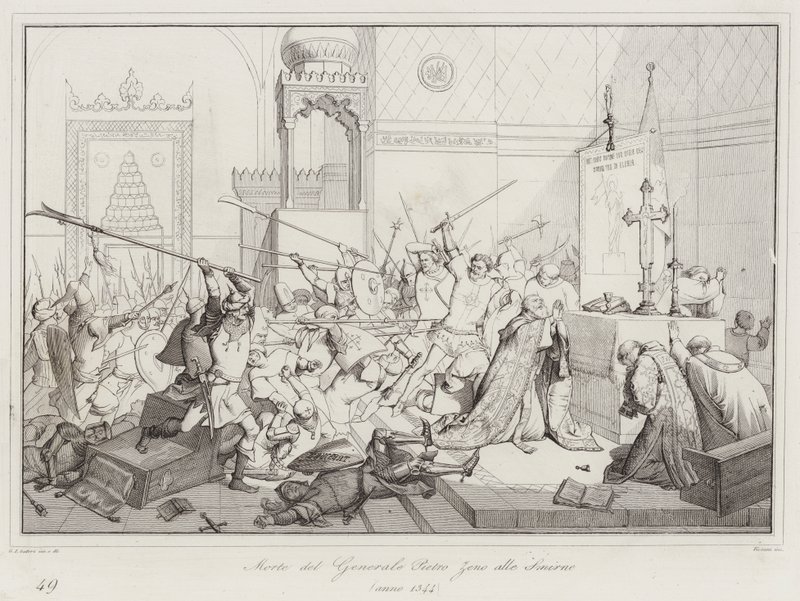 General Pietro Zenos død i Smyrna af Italian School