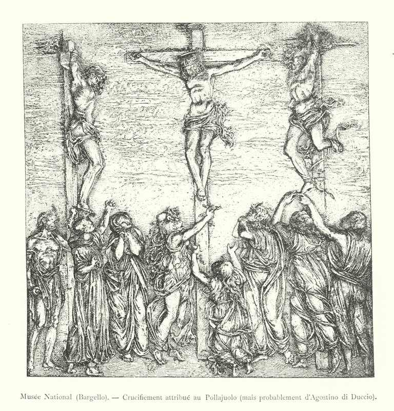 Nationalmuseet, Bargello, korsfæstelse tilskrevet Pollajuolo, men sandsynligvis af Agostino di Duccio (gravering) af Italian School