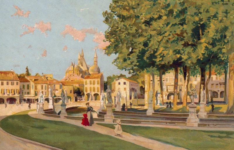 Padova / Padua: Piazza Vittorio Emanuele, Prato della Valle (chromolitho) af Italian School