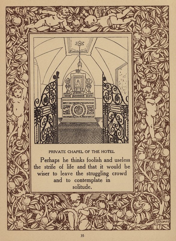 Side fra brochure for San Domenico Palace Hotel, Taormina (litografi) af Italian School