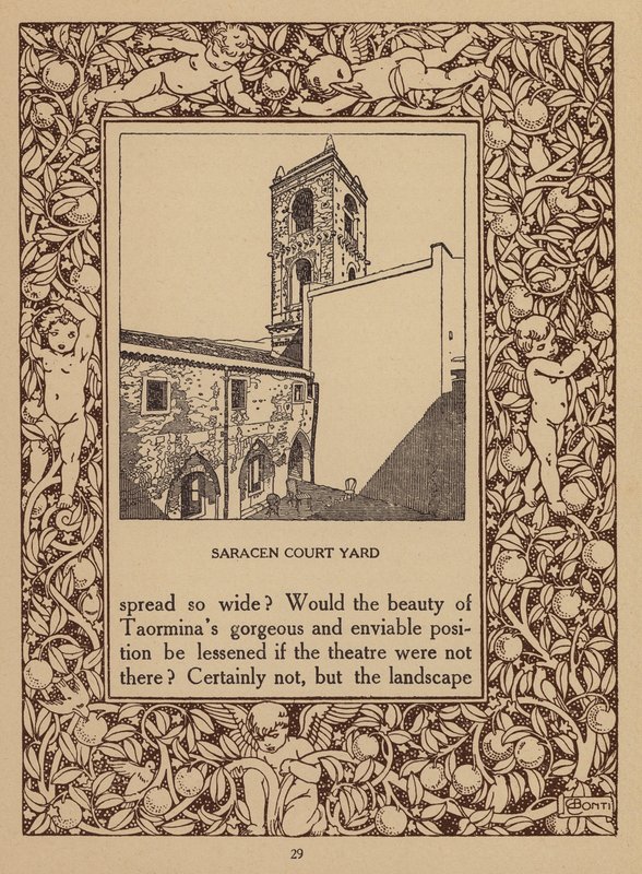 Side fra brochure for San Domenico Palace Hotel, Taormina (litografi) af Italian School