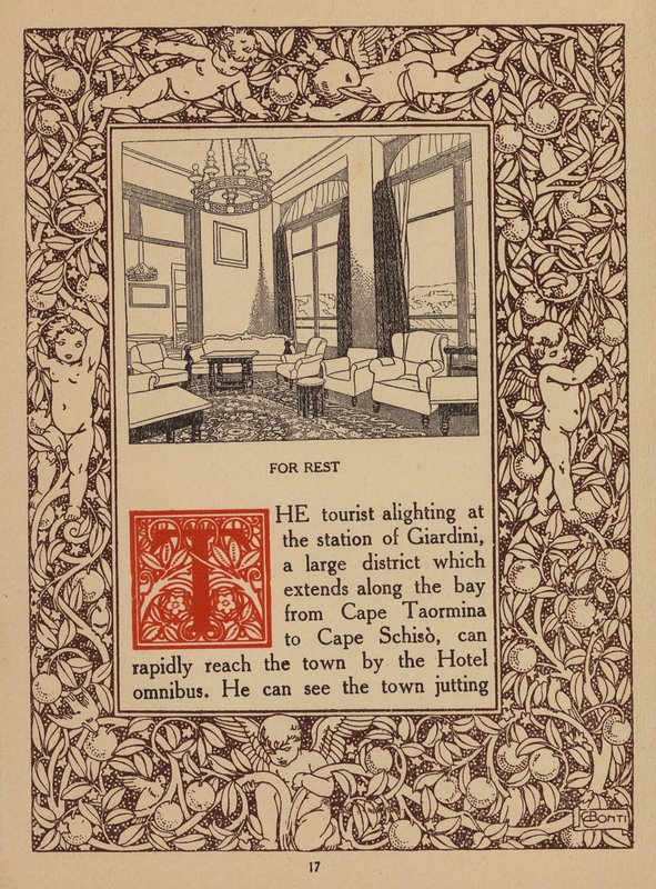 Side fra brochure for San Domenico Palace Hotel, Taormina (litografi) af Italian School