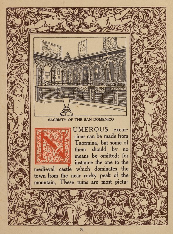 Side fra brochure for San Domenico Palace Hotel, Taormina (litografi) af Italian School