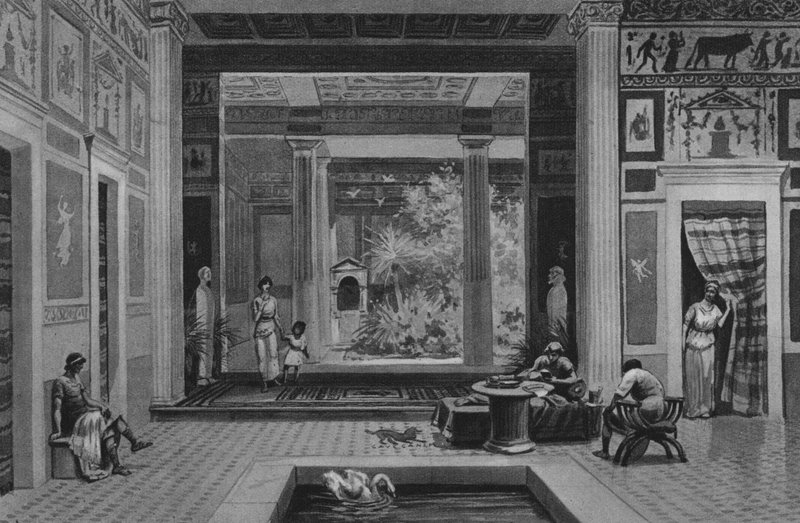 Pompeji: Den tragiske digters hus (litho) af Italian School