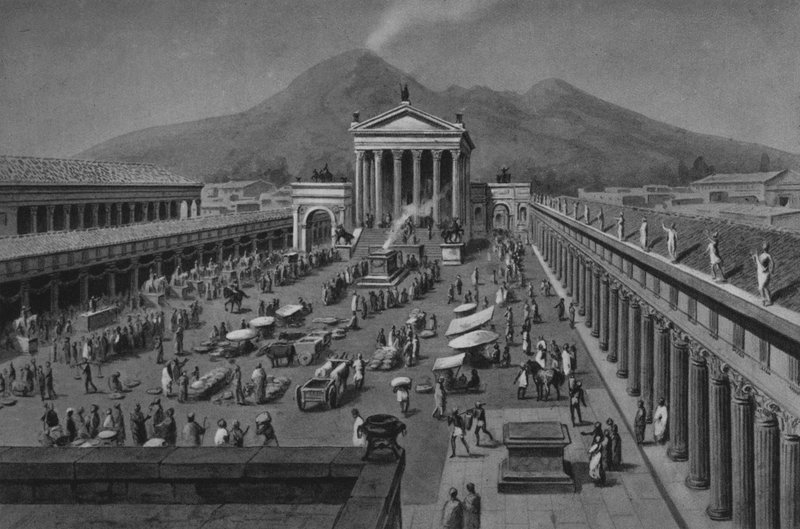 Pompeji: Civil Forum (litho) af Italian School