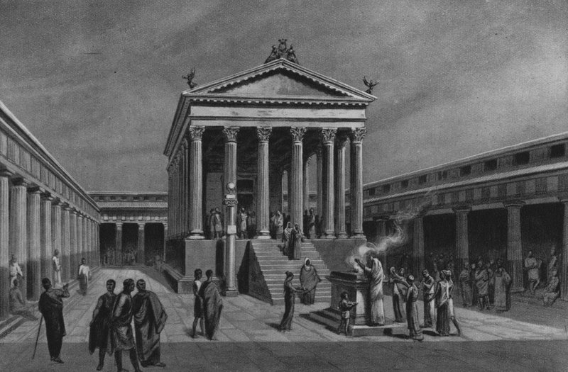 Pompeji: Apollons tempel (litho) af Italian School