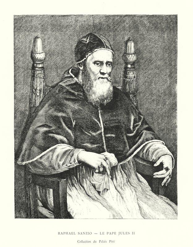 Raphael Sanzio, Pave Julius II, Pitti Palace Collection (gravering) af Italian School
