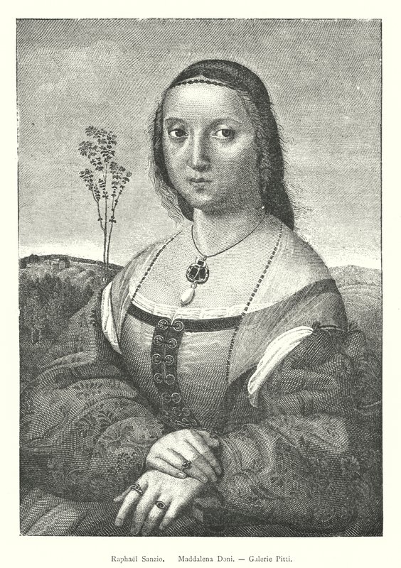 Raphael Sanzio, Maddalena Doni, Galerie Pitti (gravering) af Italian School