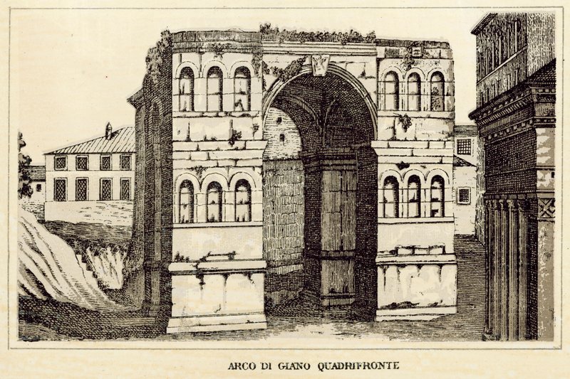 Rom: Buen af ​​Janus Quadrifronte (litho) af Italian School