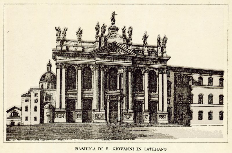 Rom: St. John Lateran-basilikaen (litho) af Italian School