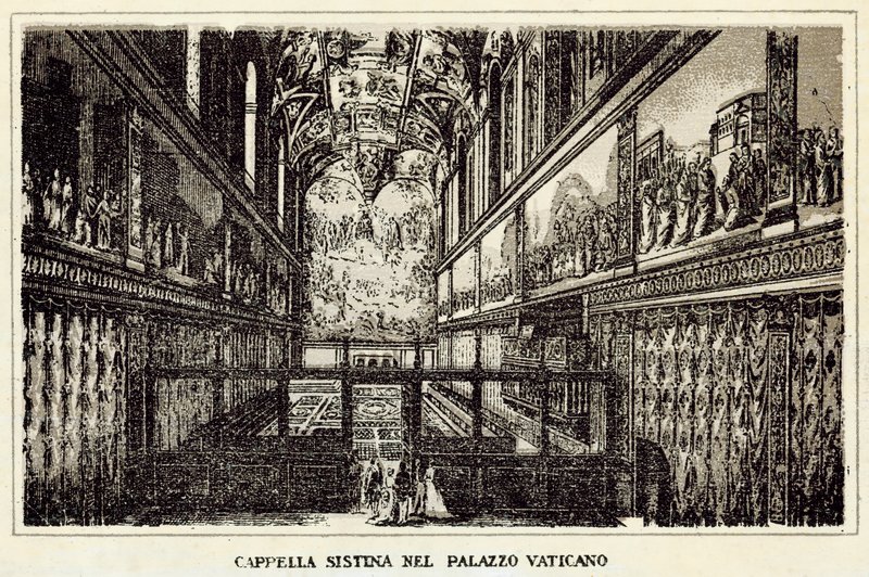 Rom: Det sixtinske kapel i Vatikanets palads (litho) af Italian School