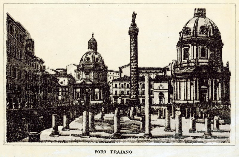 Rom: Trajano Forum (litho) af Italian School