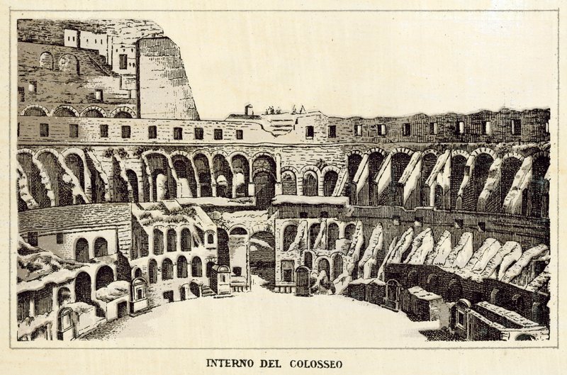Rom: Interiør af Colosseum (Litho) af Italian School